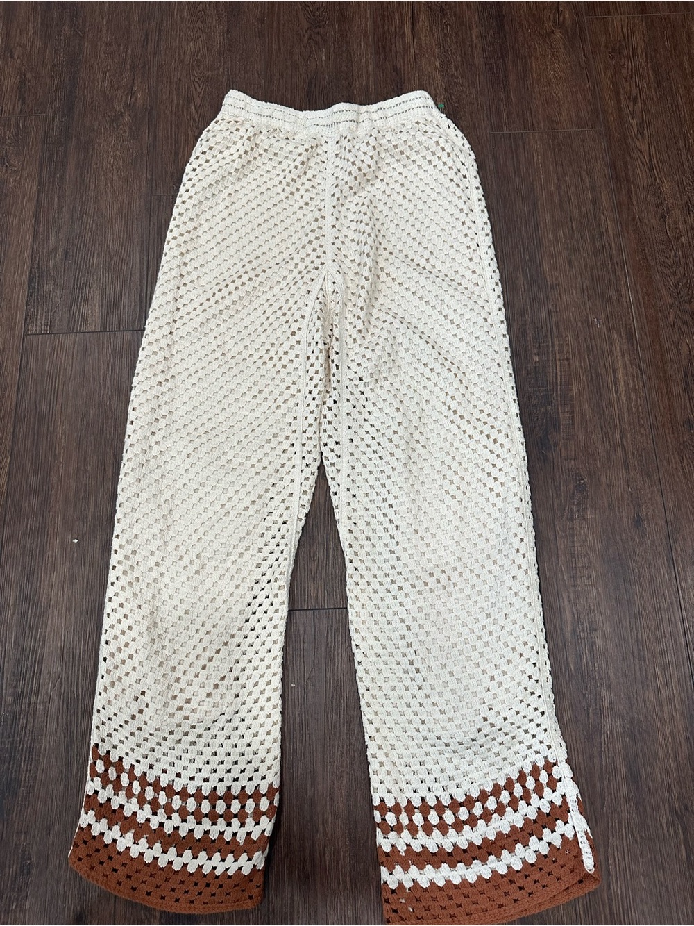 Ultra Pink Cream Crochet Pant with Lined Interior